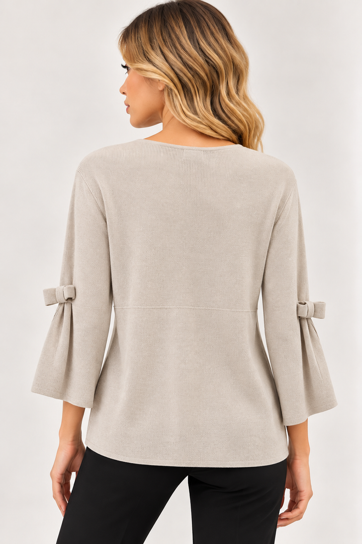Cardigan con manica a campana e fiocco