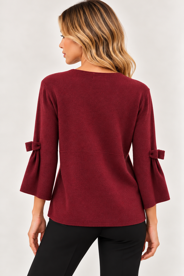 Cardigan con manica a campana e fiocco